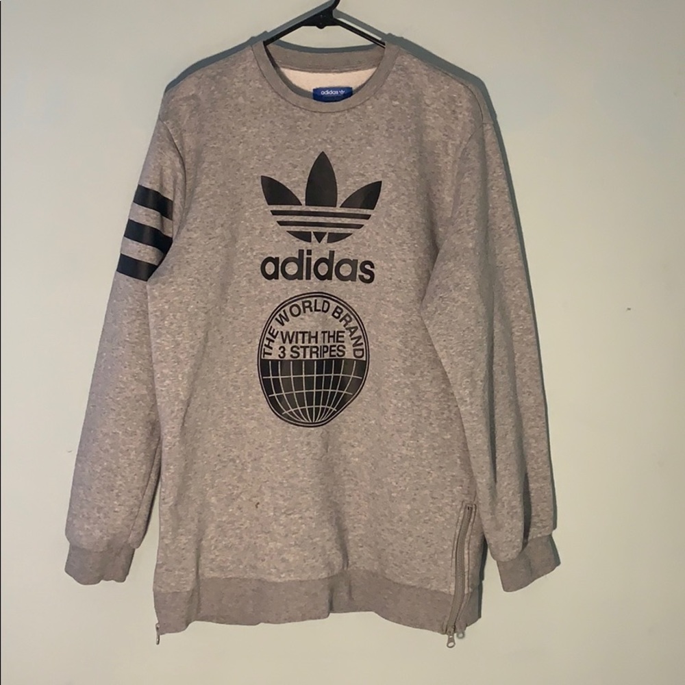 Mens adidas side zipper gray sweatshirt